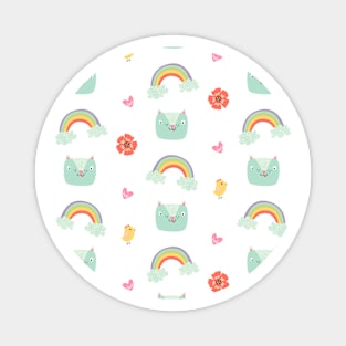 Cartoon Cat Rainbow Pattern Magnet